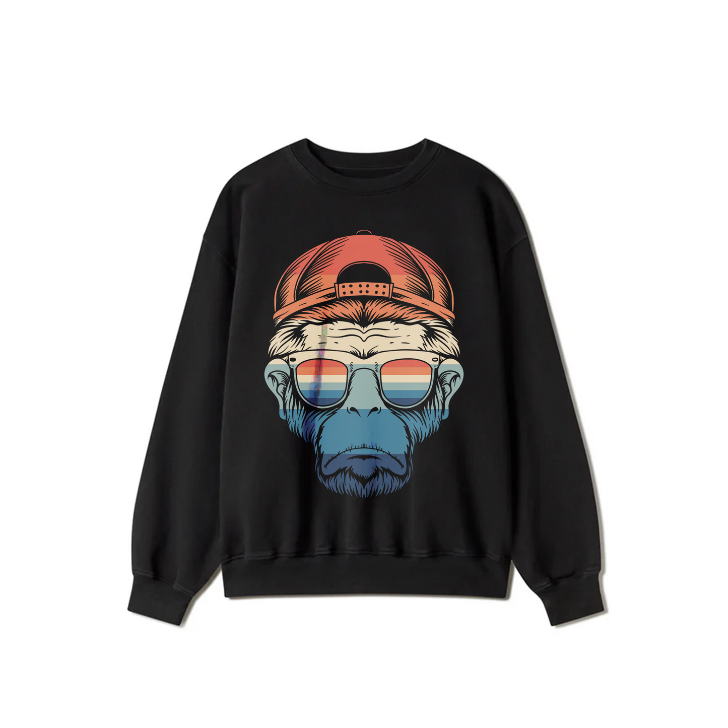 Black Crewneck Sweatshirt - Cool monkey