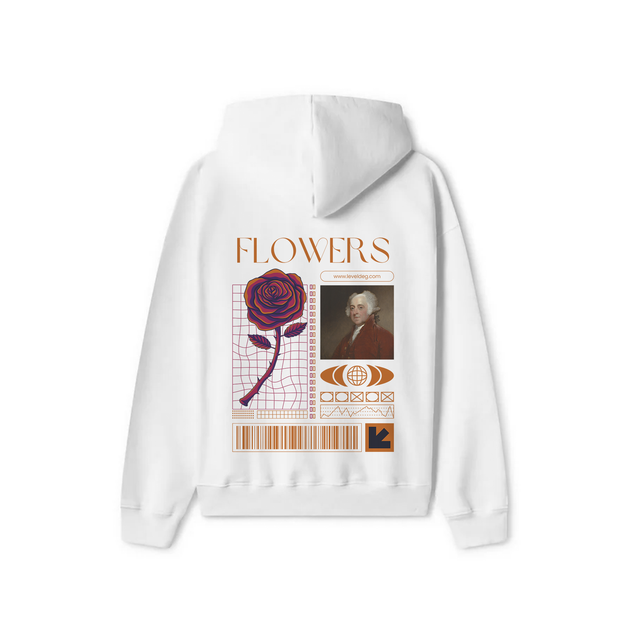 White Oversized Hoodie - Flowers