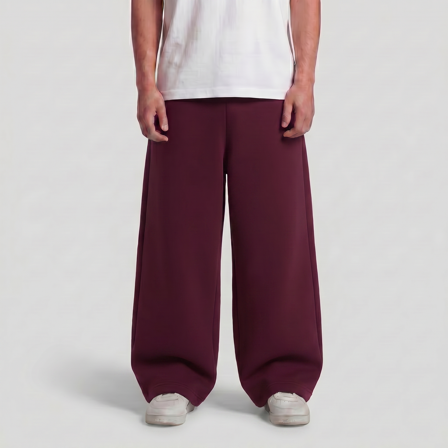 Baggy Unisex Wide Leg Summer Sweatpants - Burgundy