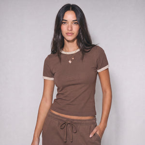 Ringer Baby Tee - Brown