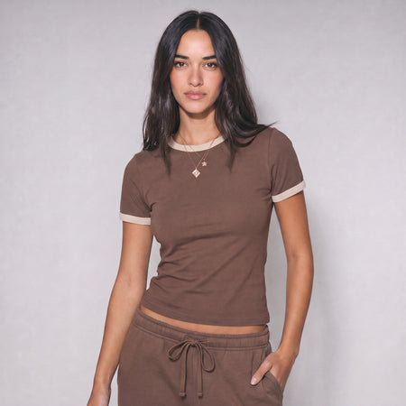 Ringer Baby Tee - Brown