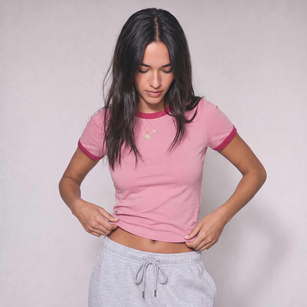 Ringer Baby Tee - Pink