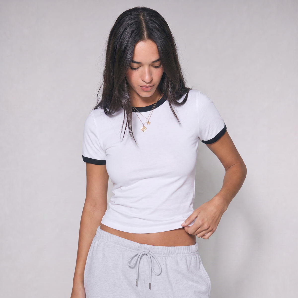 Ringer Baby Tee - White