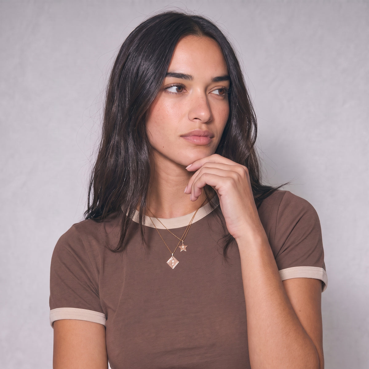Ringer Baby Tee - Brown