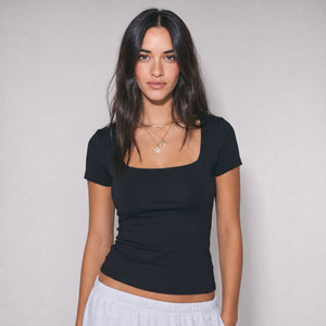 Square Neck Short Sleeve Top