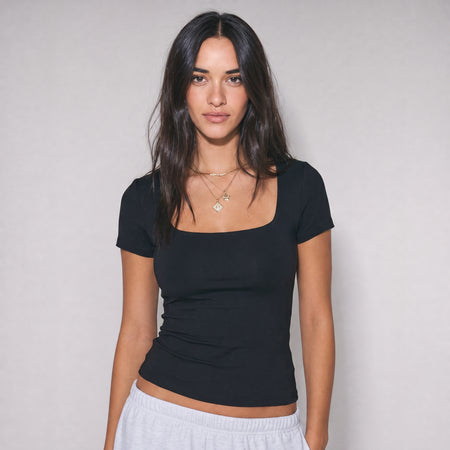 Square Neck Short Sleeve Top