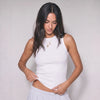 Women Crewneck Ribbed Tank Top - White