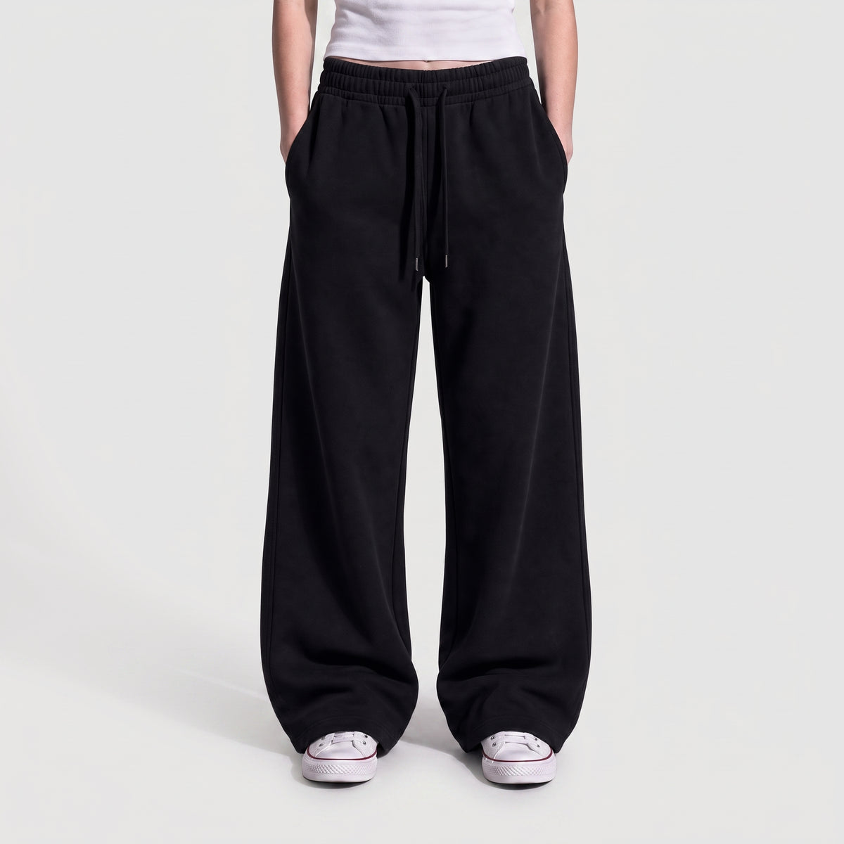 Baggy Unisex Wide Leg Summer Sweatpants - Black
