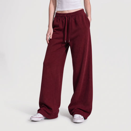 Baggy Unisex Wide Leg Summer Sweatpants - Burgundy