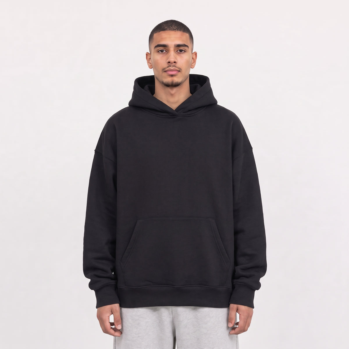 Boxy Unisex Hoodie - Black