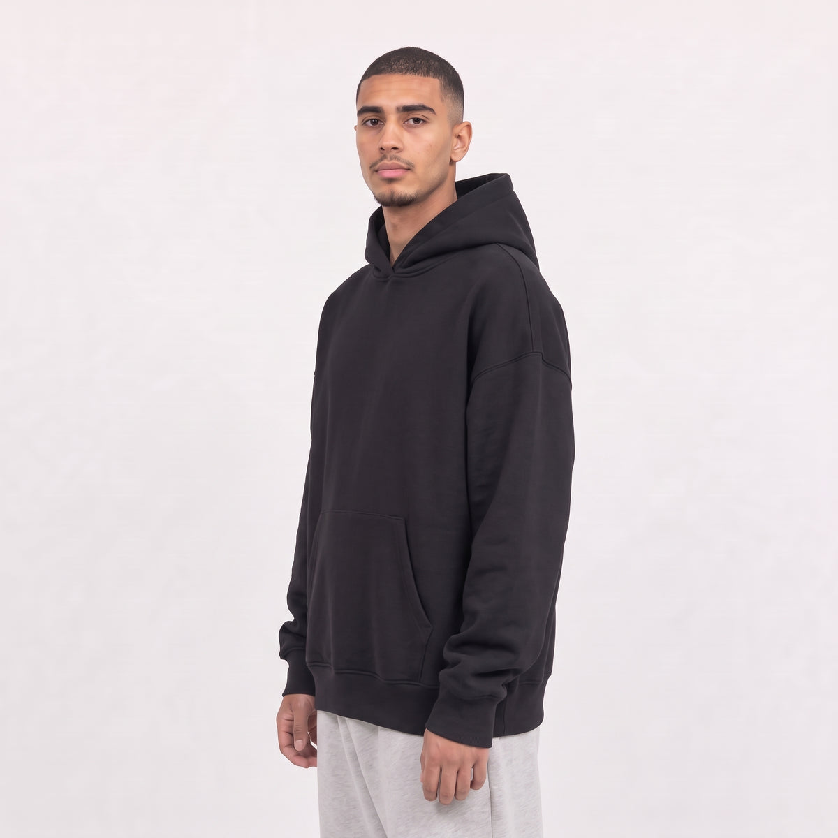 Boxy Unisex Hoodie - Black