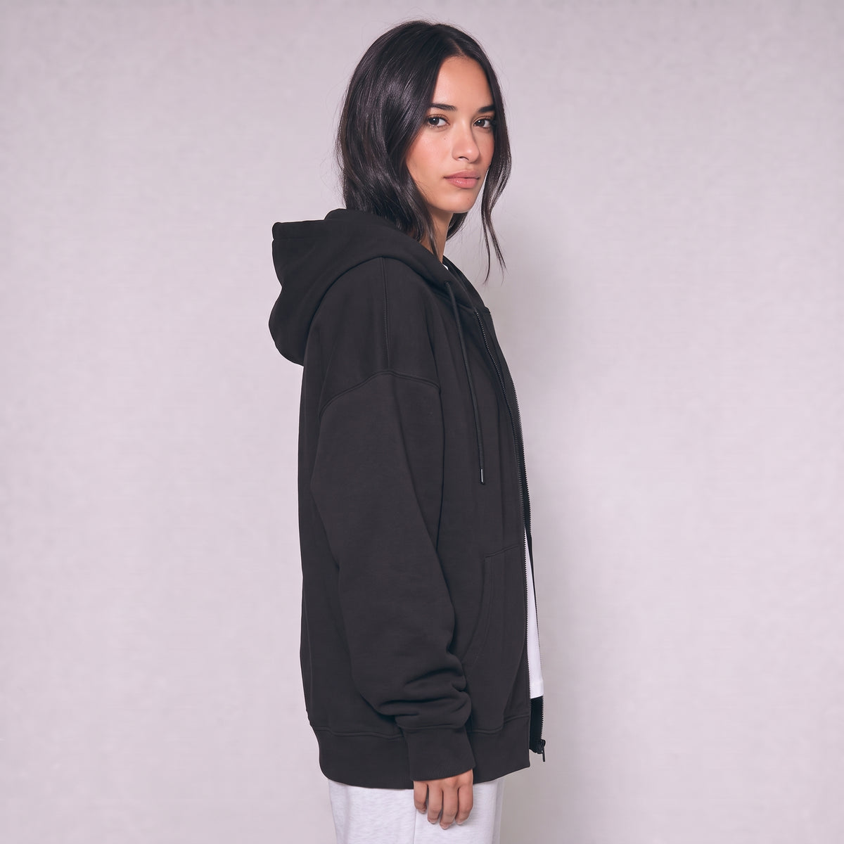 Zip Up Unisex Hoodie - Black