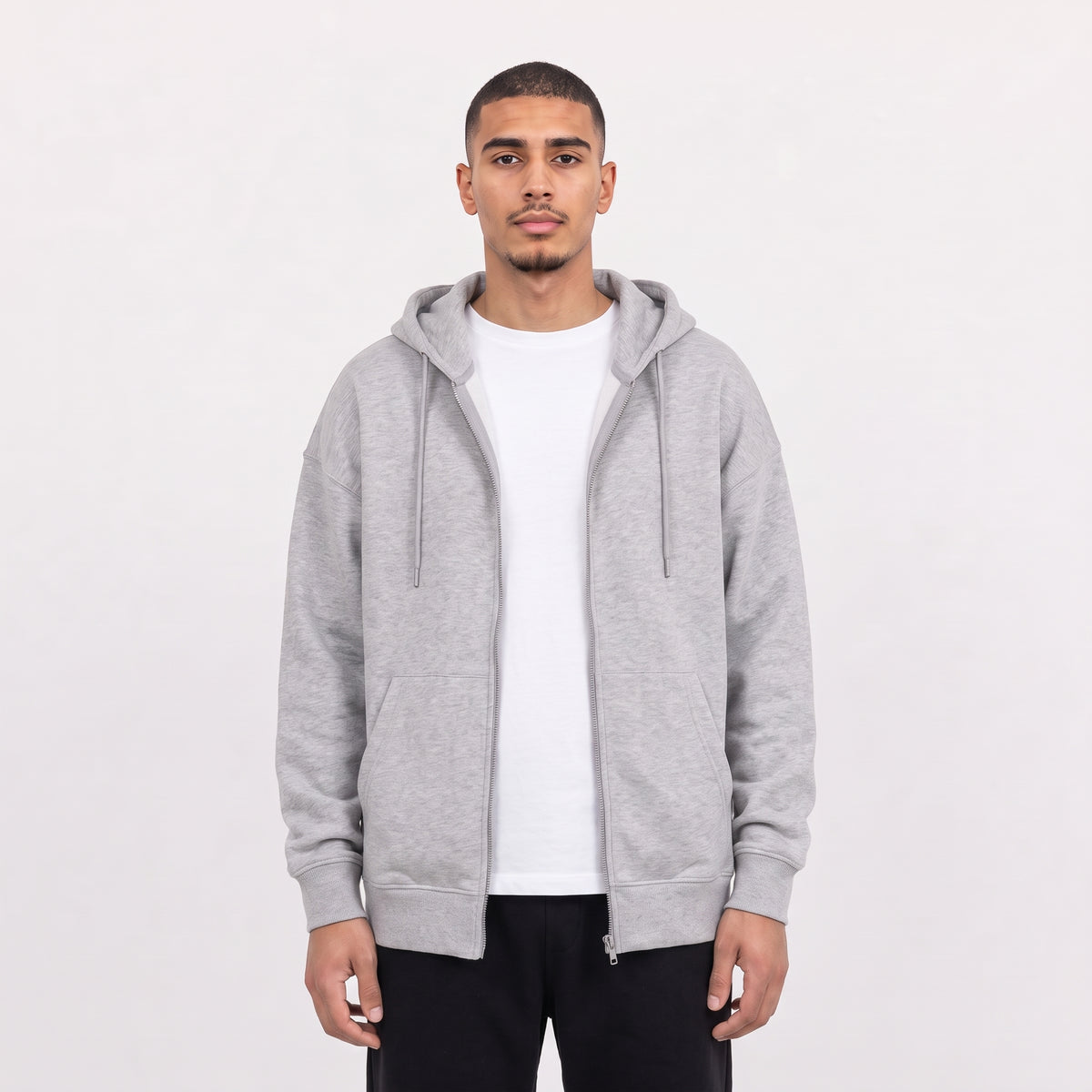 Zip Up Unisex Hoodie - Heather Grey