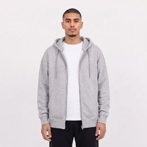 Zip Up Unisex Hoodie - Heather Grey