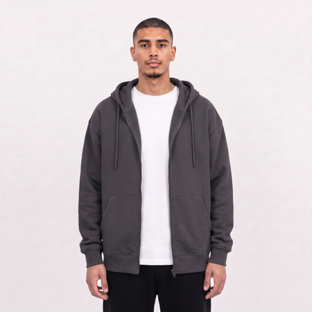 Zip Up Unisex Hoodie - Dark Grey