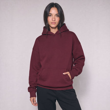 Boxy Unisex Hoodie - Burgundy
