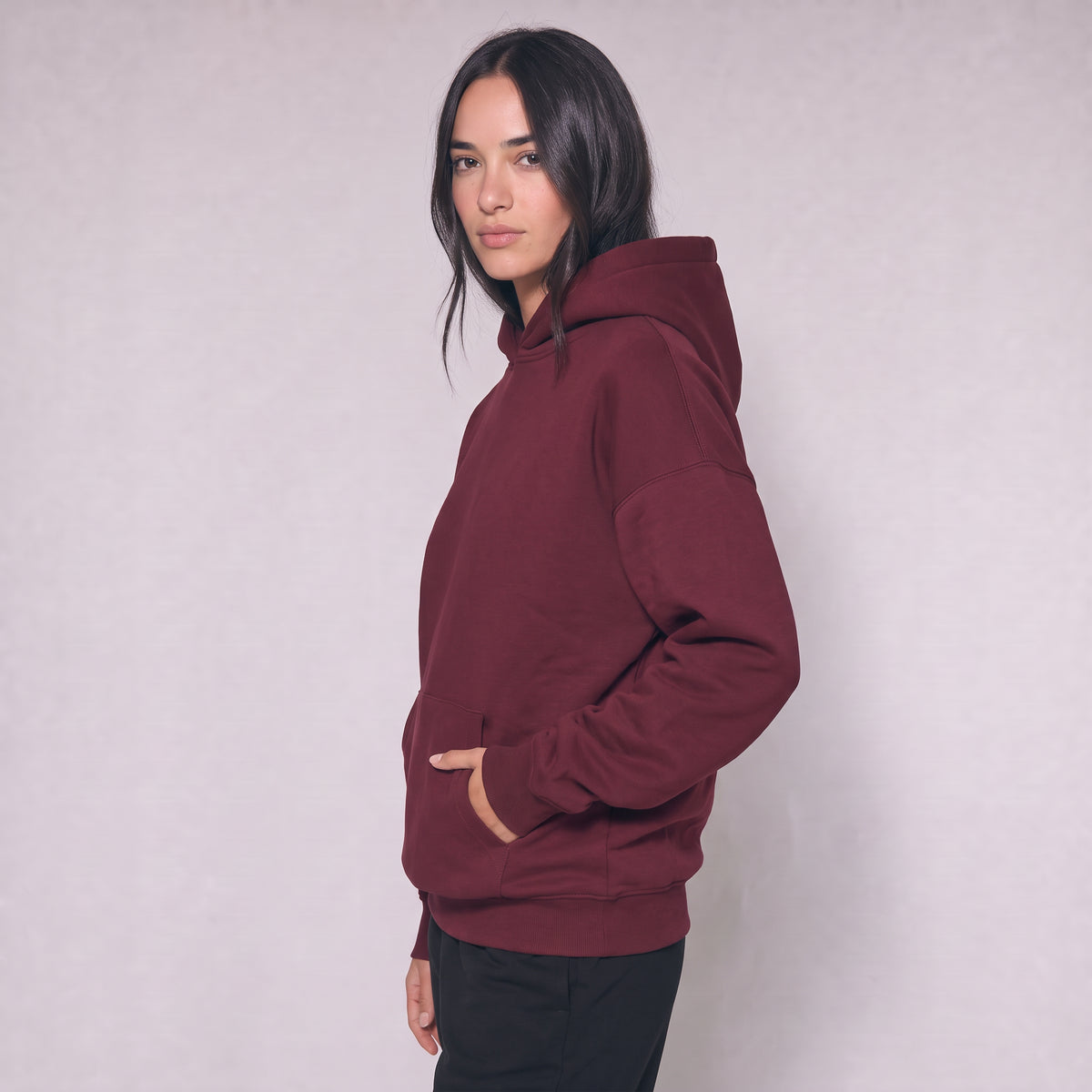 Boxy Unisex Hoodie - Burgundy