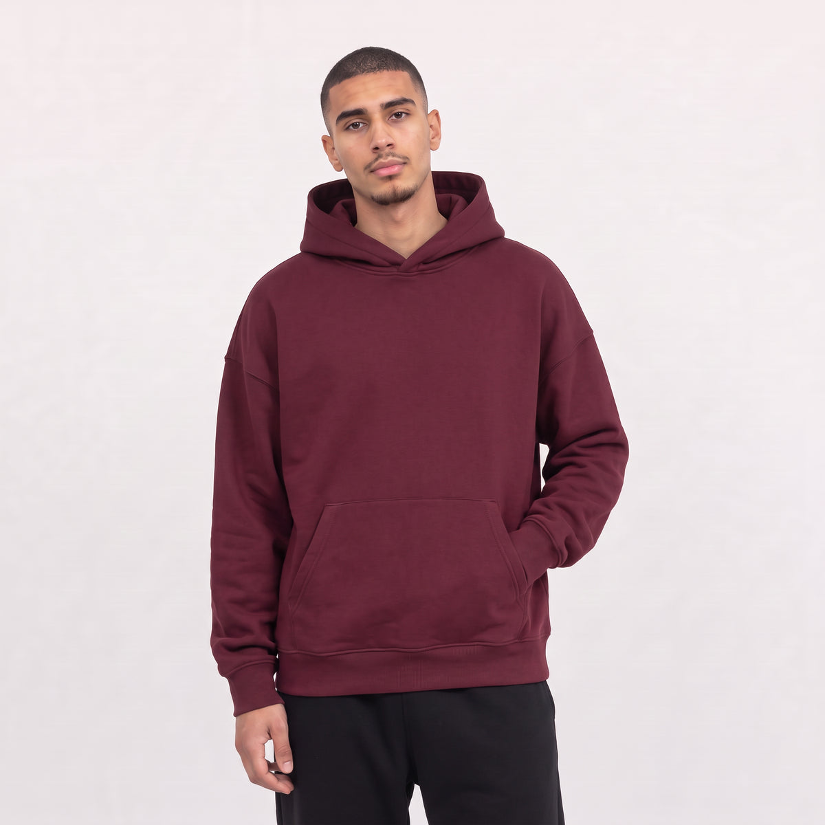 Boxy Unisex Hoodie - Burgundy