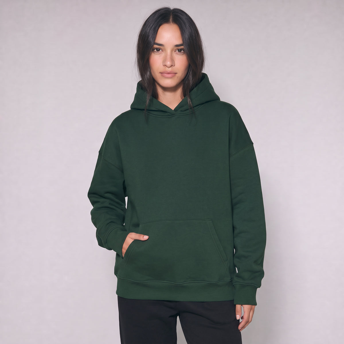 Boxy Unisex Hoodie - Dark Green