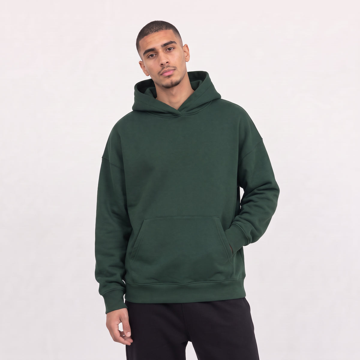Boxy Unisex Hoodie - Dark Green