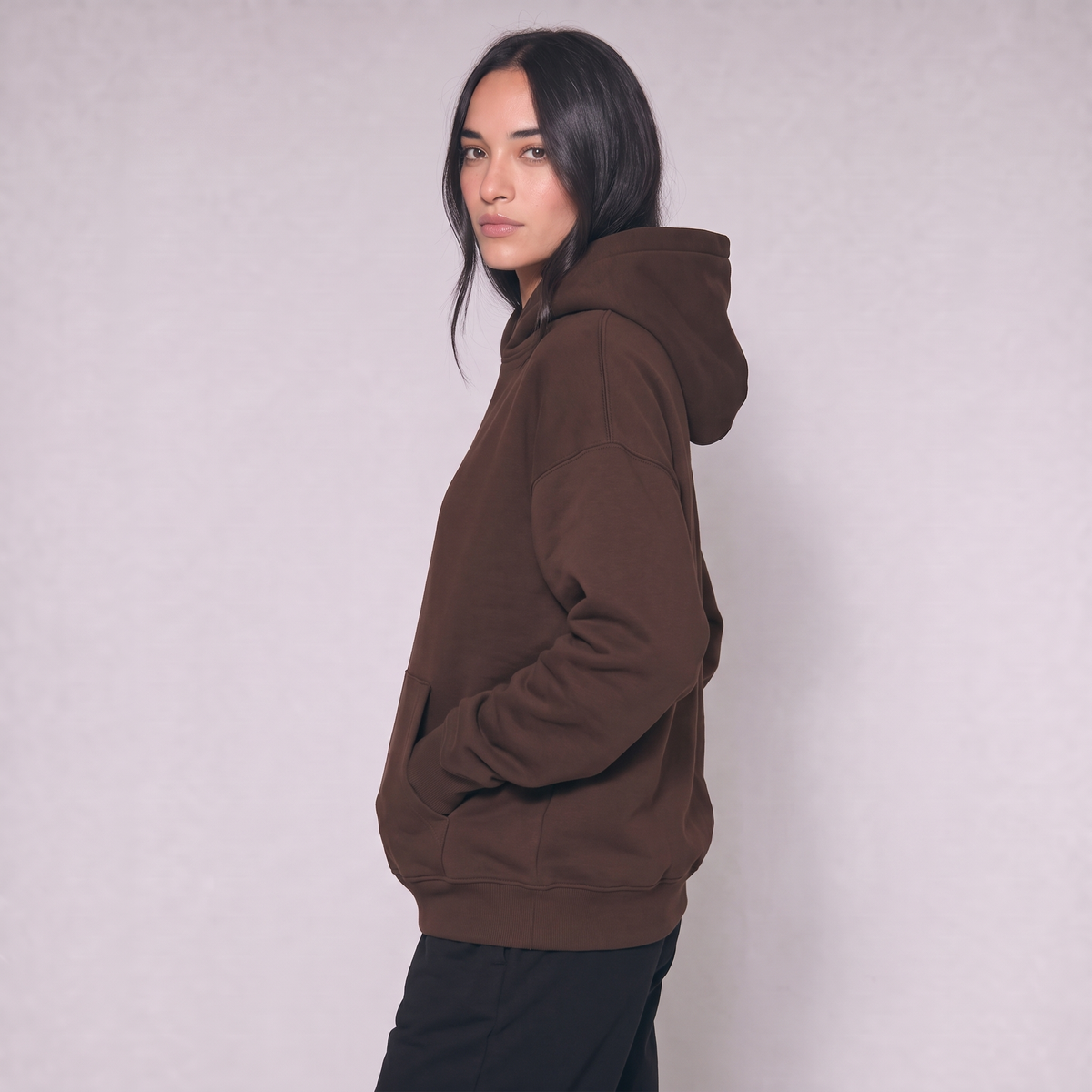 Boxy Unisex Hoodie - Brown
