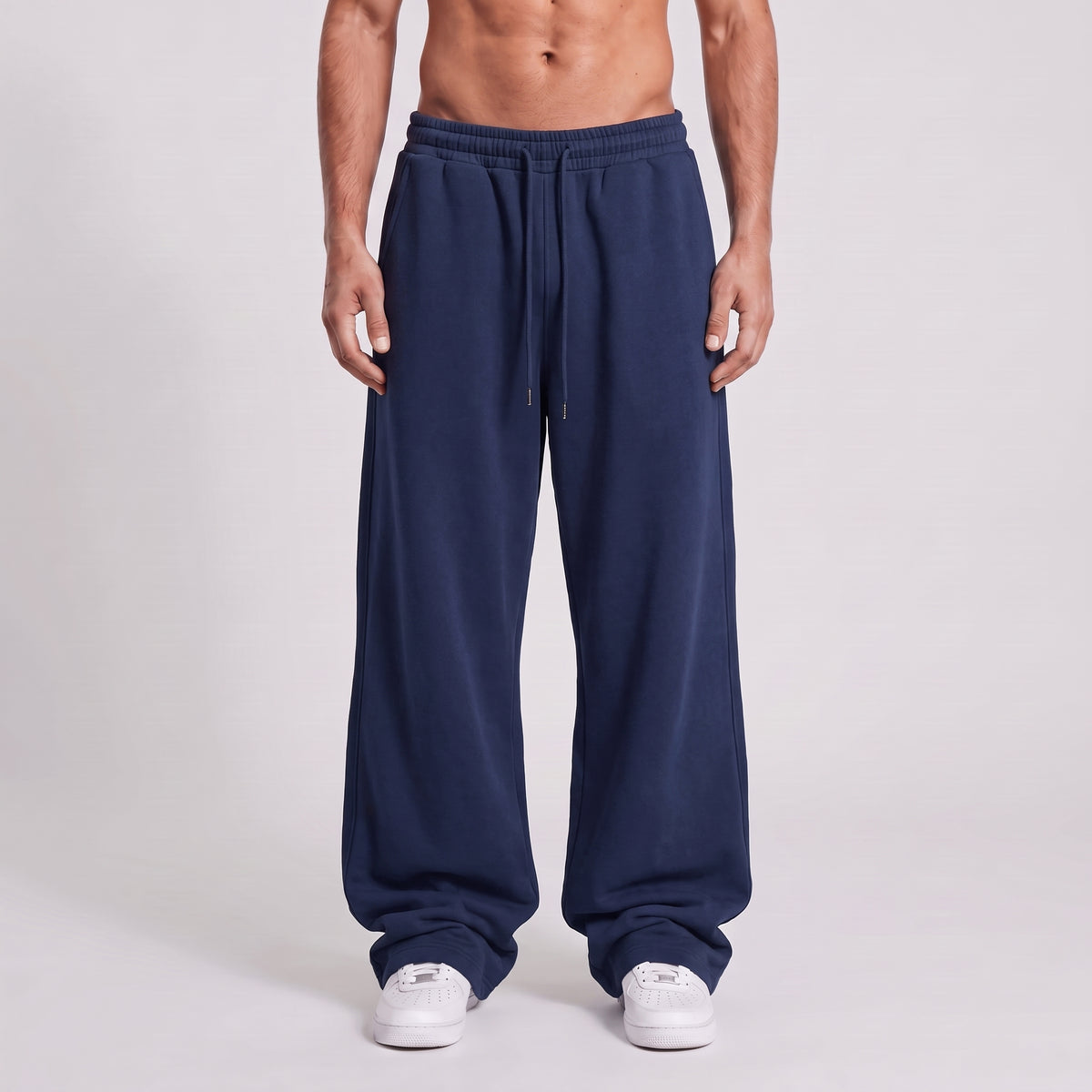 Baggy Unisex Wide Leg Sweatpants - Navy