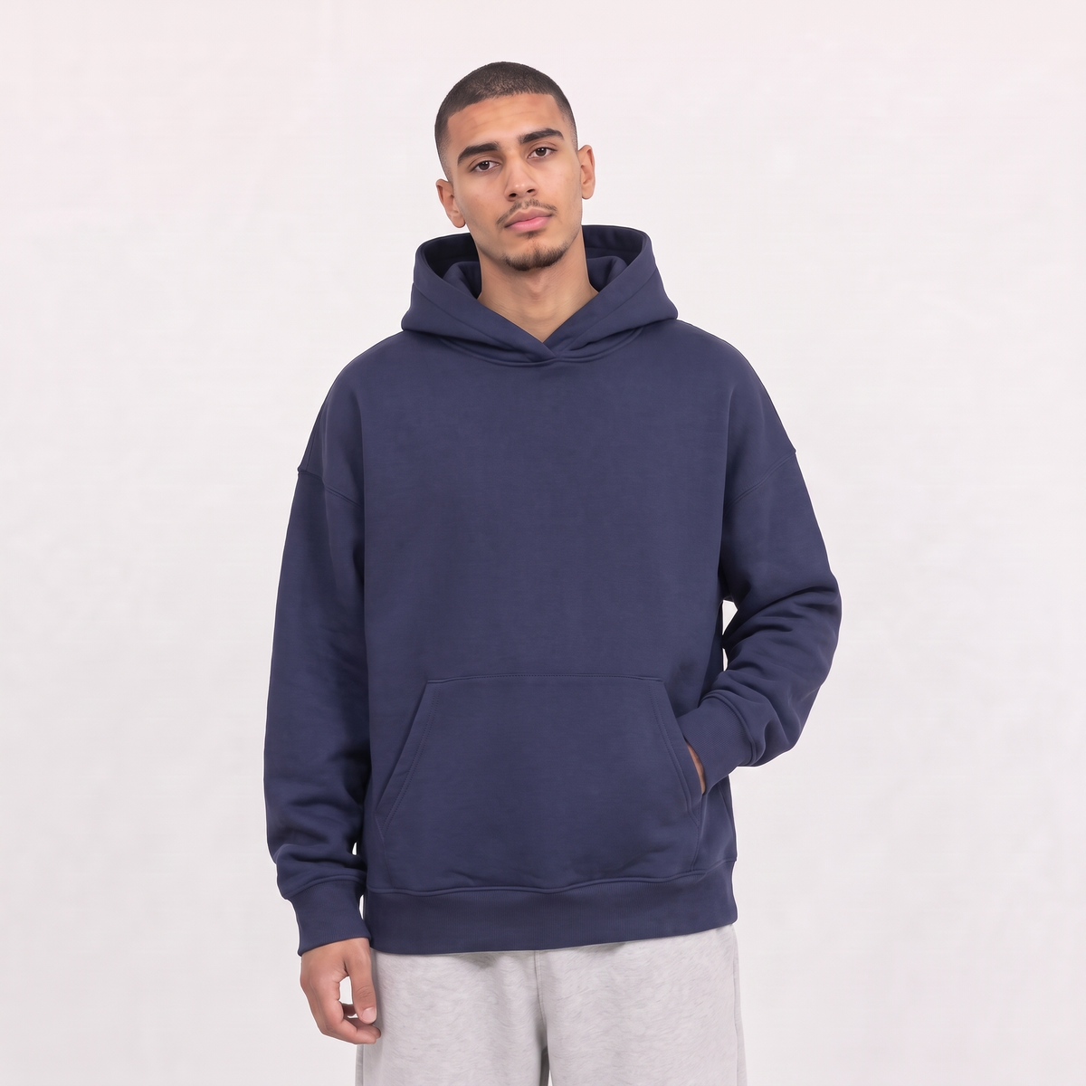 Boxy Unisex Hoodie - Navy