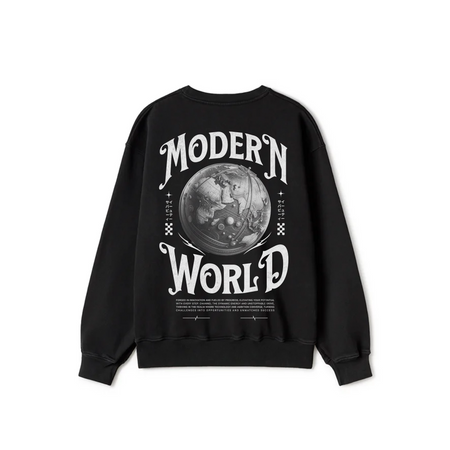 Black Crewneck Sweatshirt - Modern world