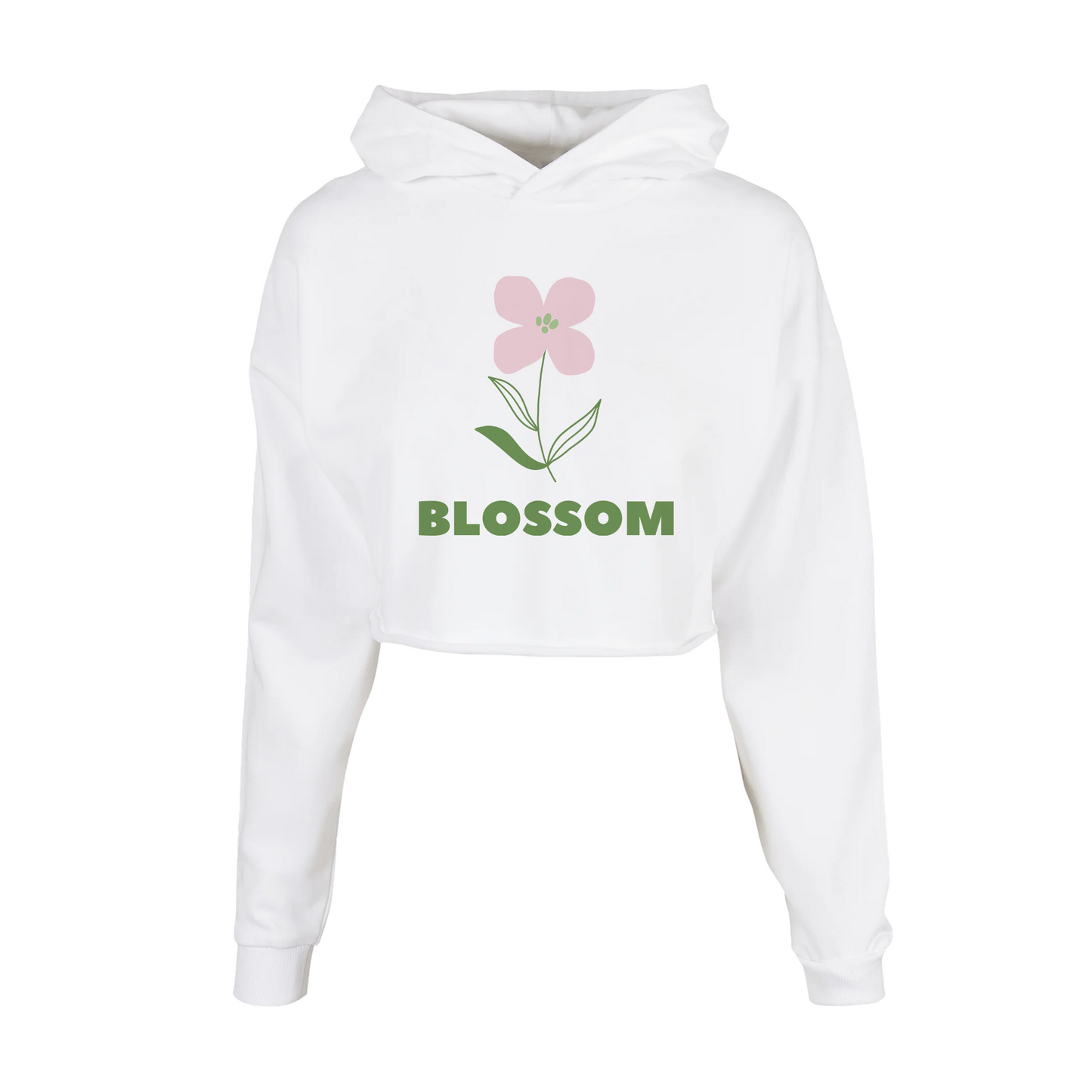 Cropped Oversized Hoodie – Pink Flower