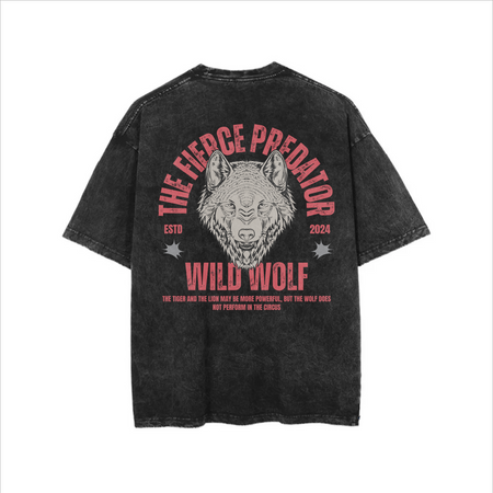 Washed Oversized Unisex T-Shirt - Wild Wolf